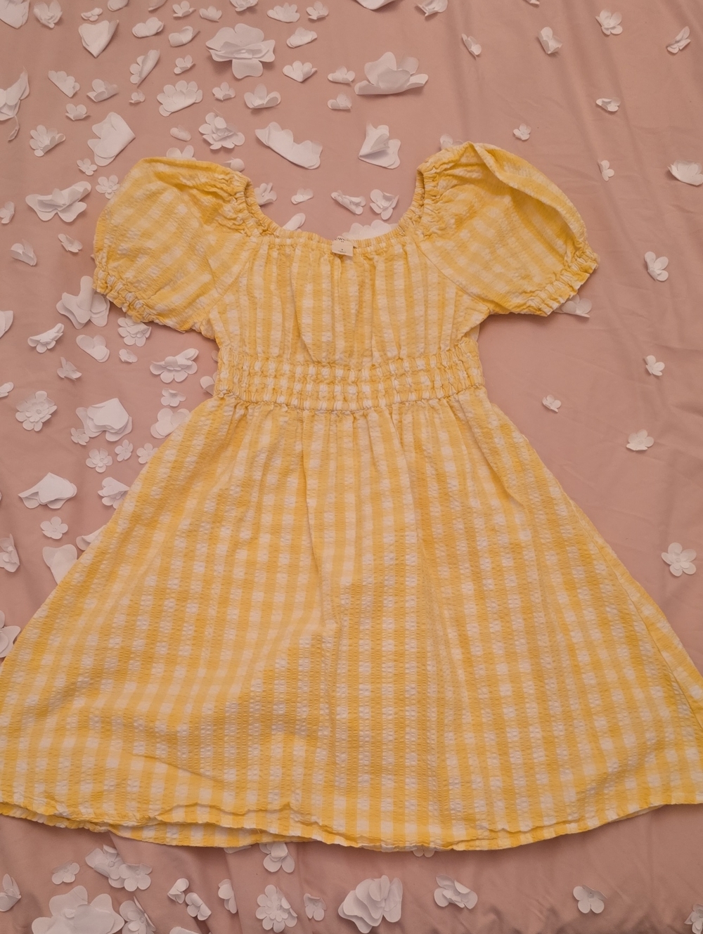 Salty Crew Yellow Gingham Puff-Sleeve Dress